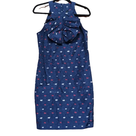 Banana Republic Pleated Bow Front Halter Shift Dress in Navy $138 - Picture 5 of 7